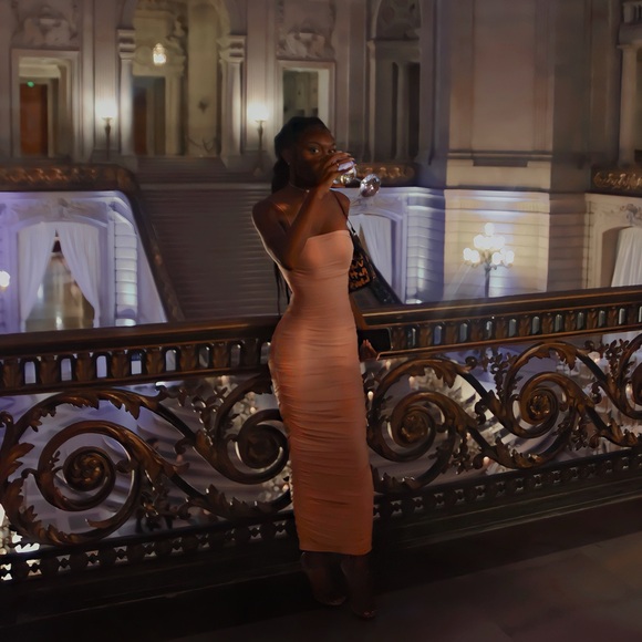 OH POLLY Ruched Pink Maxi dress - Picture 5 of 5